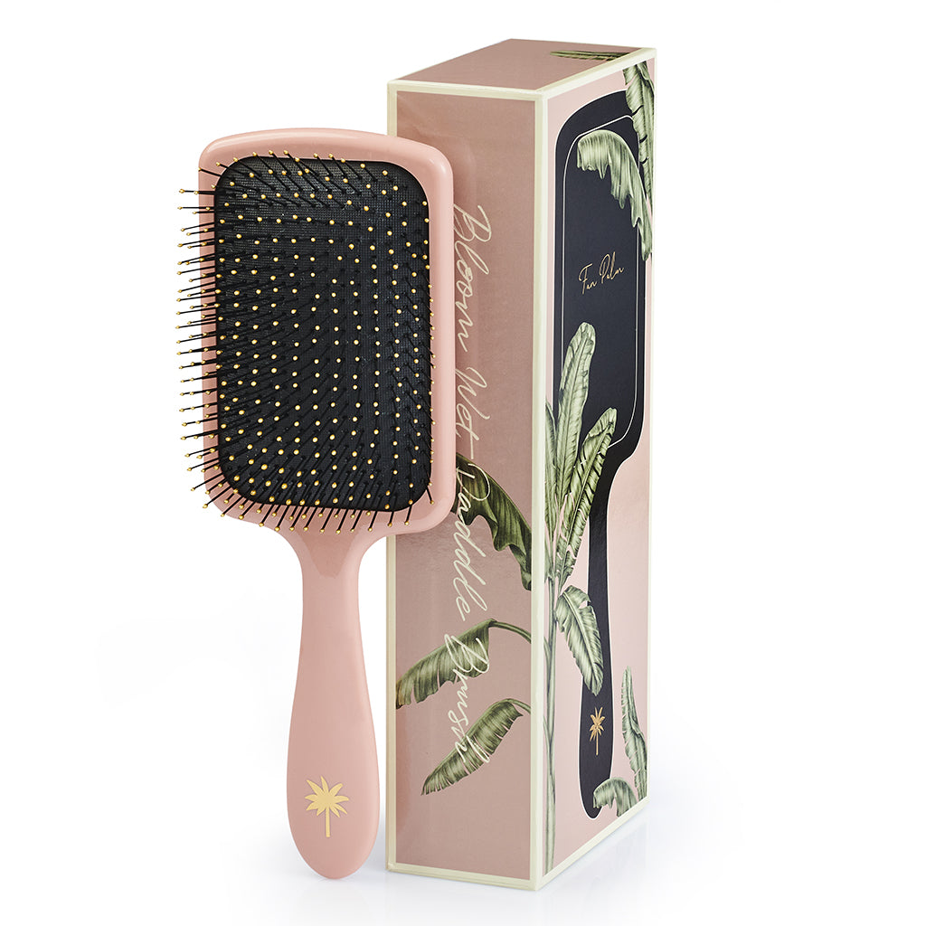 Fan Palm hårborste, Bloom paddle wet brush - Ros med glitter