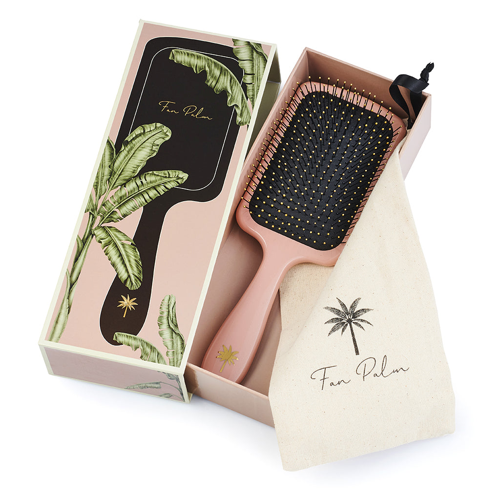 Fan Palm hårborste, Bloom paddle wet brush - Ros med glitter