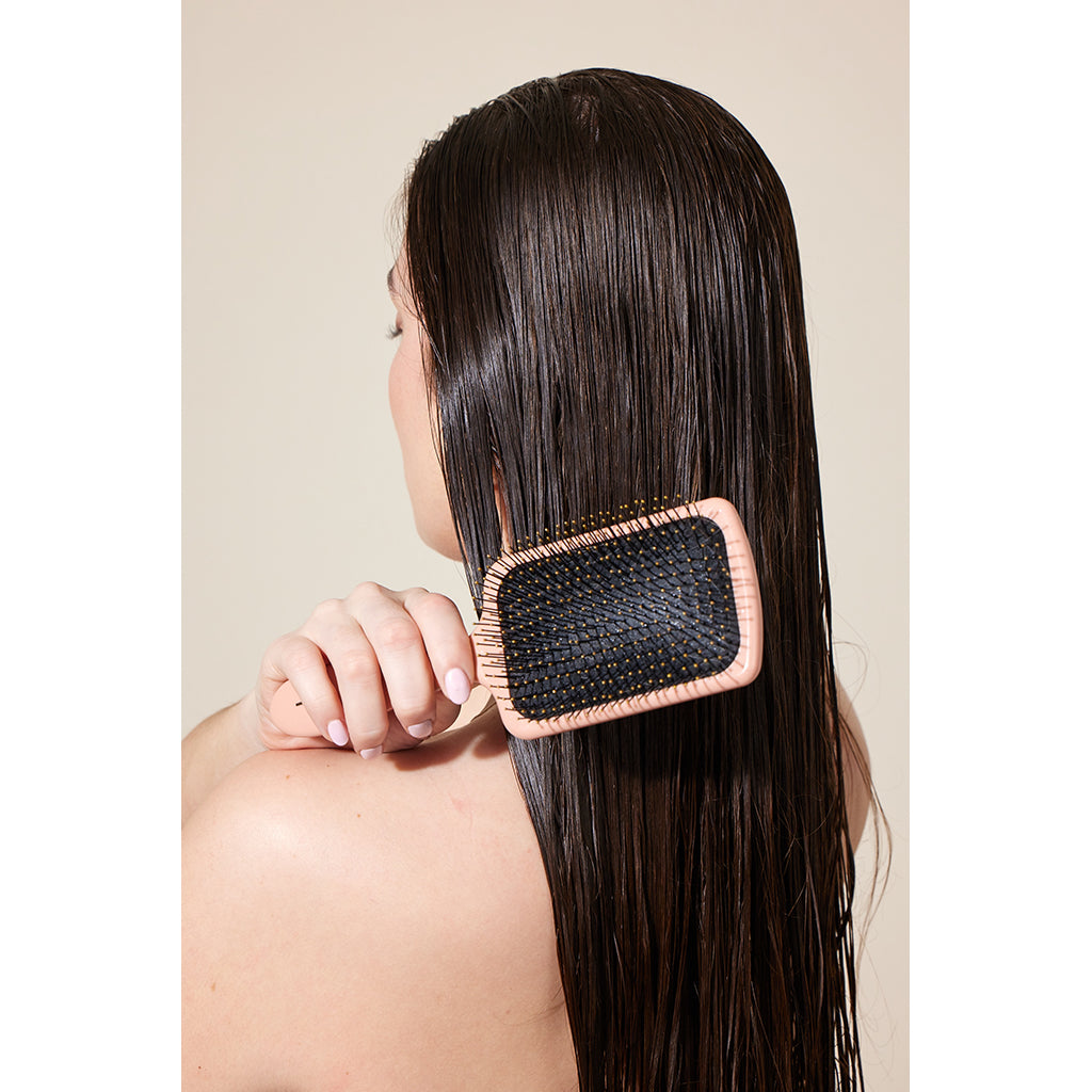 Fan Palm hårborste, Bloom paddle wet brush - Ros med glitter