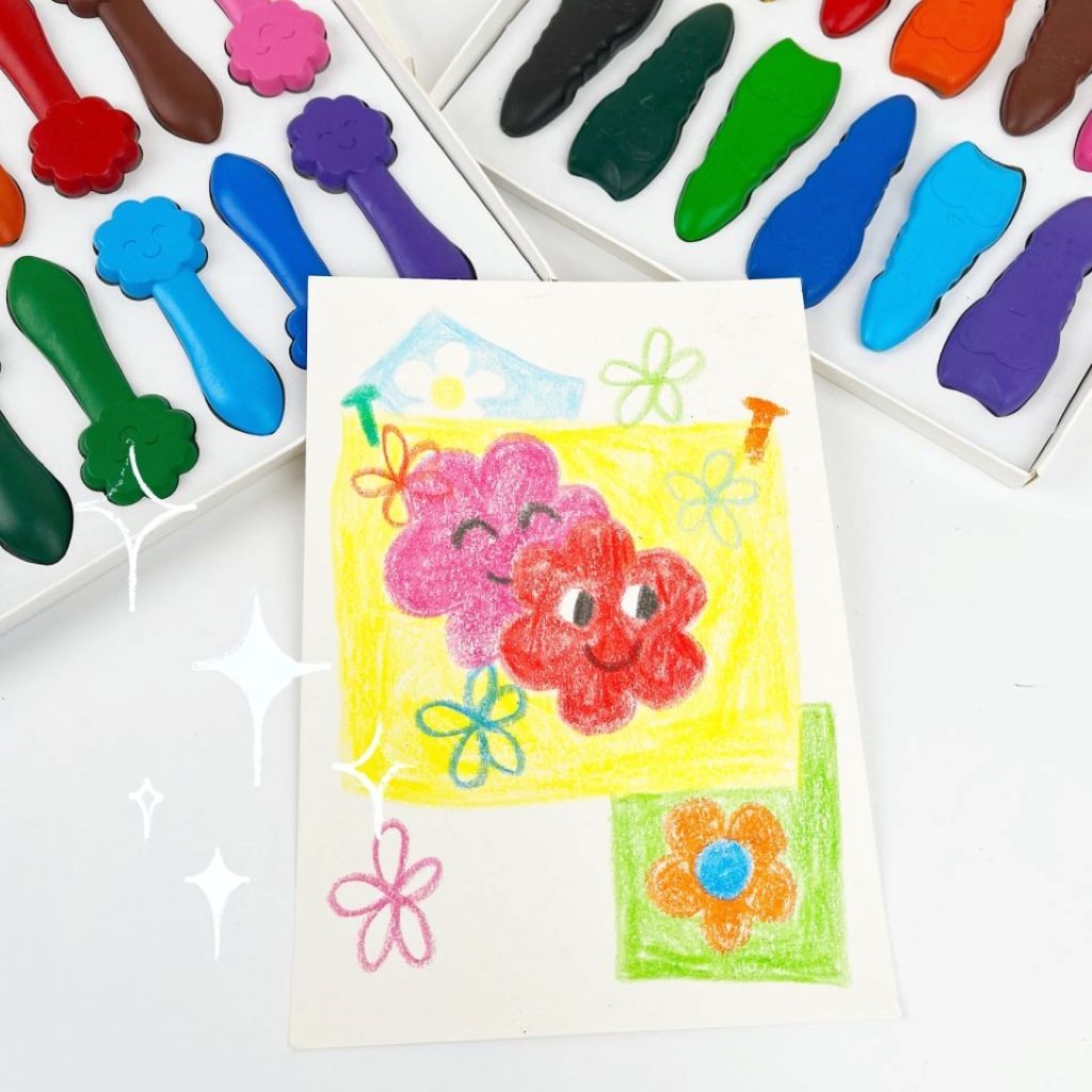 Haku Yoka, 12 färgkritor - leende ansikten