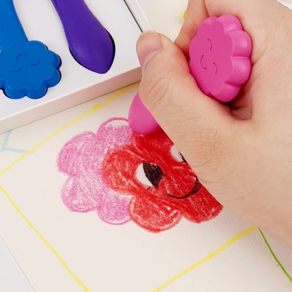 Haku Yoka, 12 färgkritor - leende ansikten