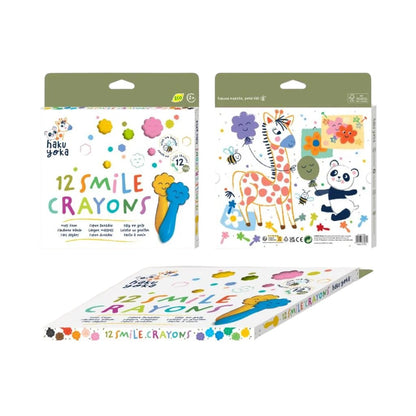 Haku Yoka, 12 färgkritor - leende ansikten