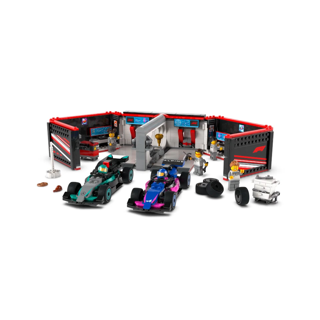 LEGO® City Projekt Alicia 2025, F1®-garage: Mercedes-AMG och Alpine-bilar