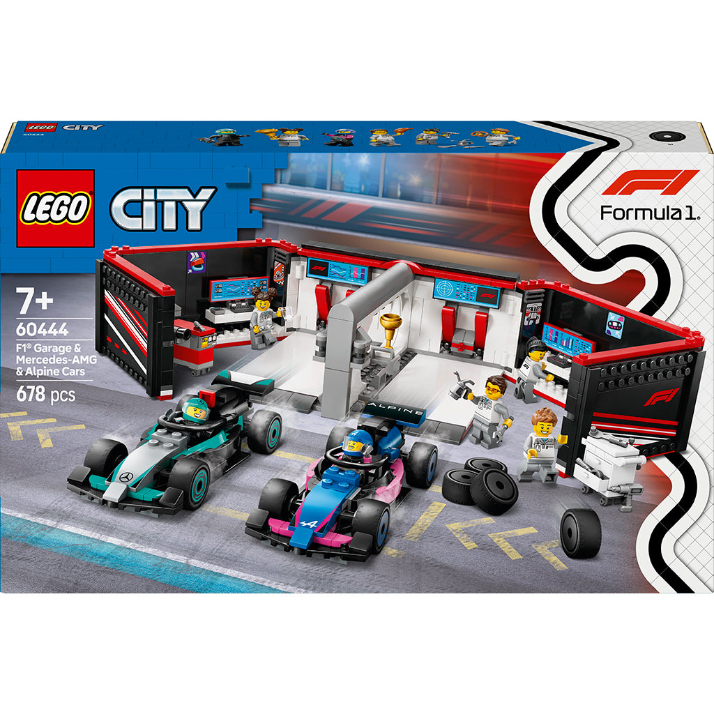 LEGO® City Projekt Alicia 2025, F1®-garage: Mercedes-AMG och Alpine-bilar