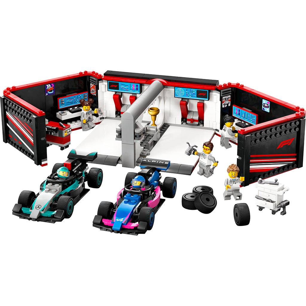 LEGO® City Projekt Alicia 2025, F1®-garage: Mercedes-AMG och Alpine-bilar