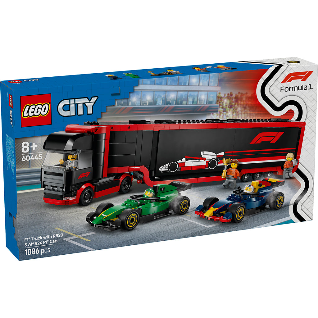 LEGO® City Projekt Alicia 2025, F1®-lastbil med RB20 och AMR24 F1®-bilar