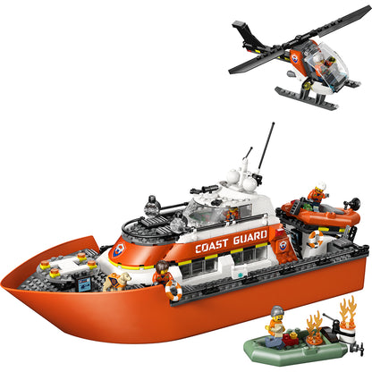 LEGO® City Kustbevakningens räddningsbåt och helikopter