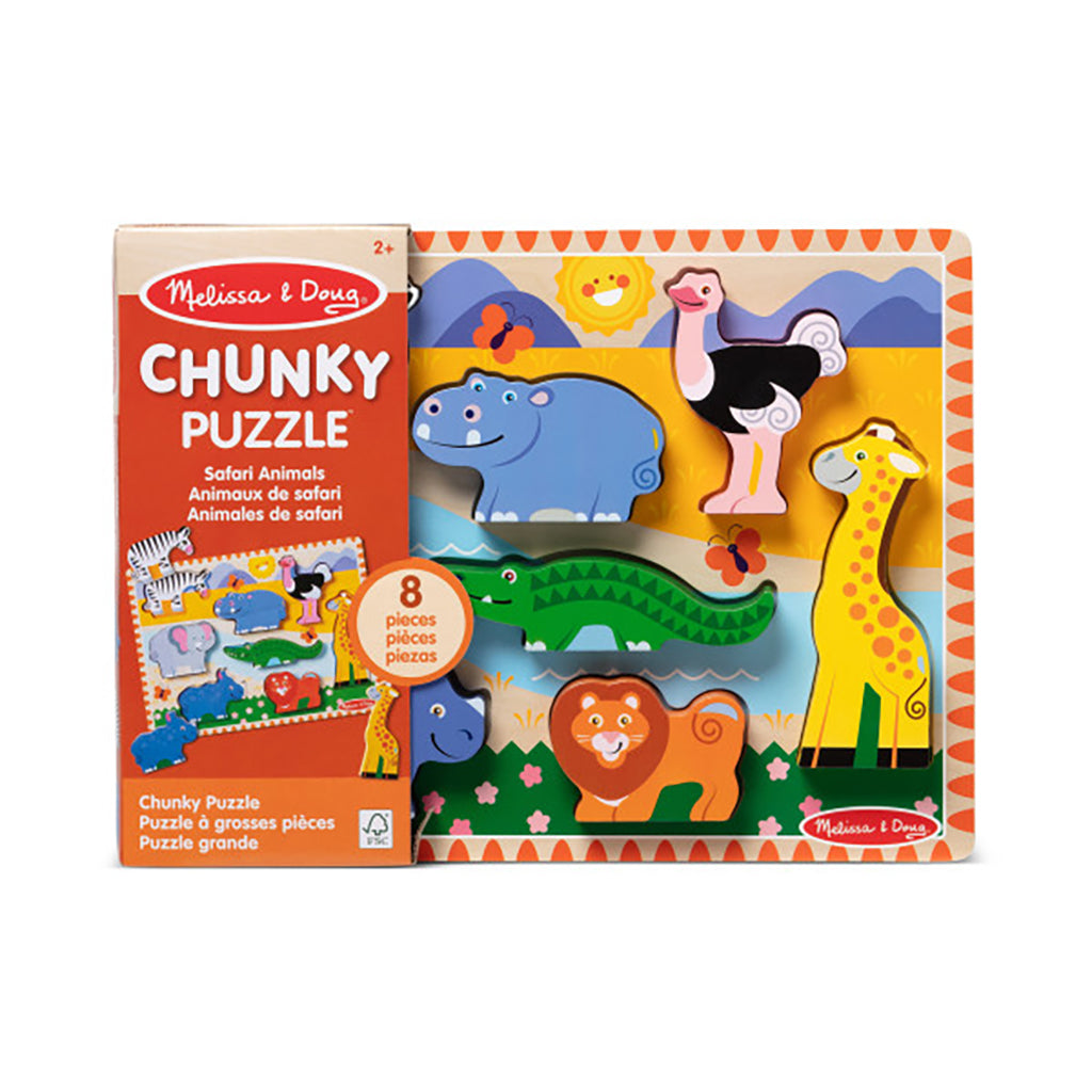 Melissa &amp; Doug Träpussel med stora bitar, Safari - 8 bitar