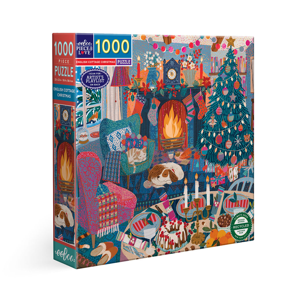 eeBoo Pussel, 1000 bitar – English Cottage Christmas