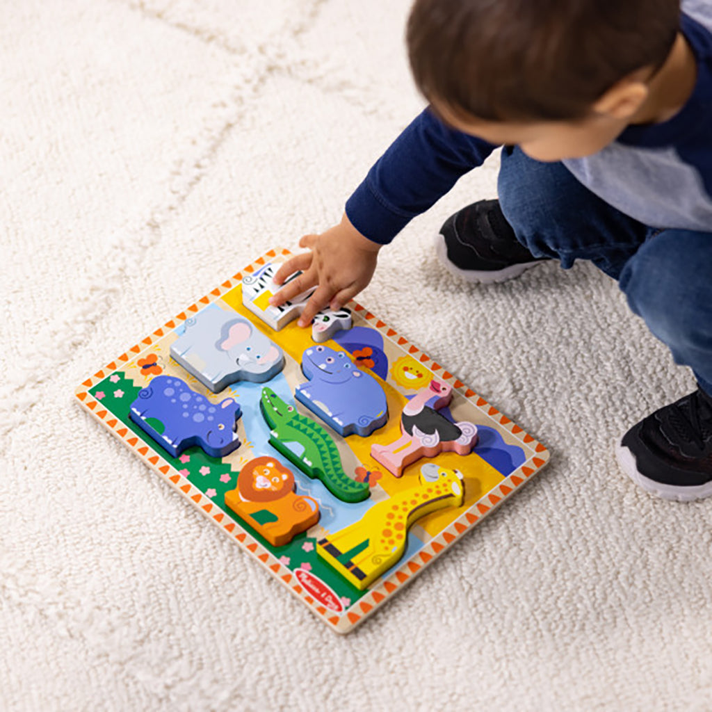Melissa &amp; Doug Träpussel med stora bitar, Safari - 8 bitar
