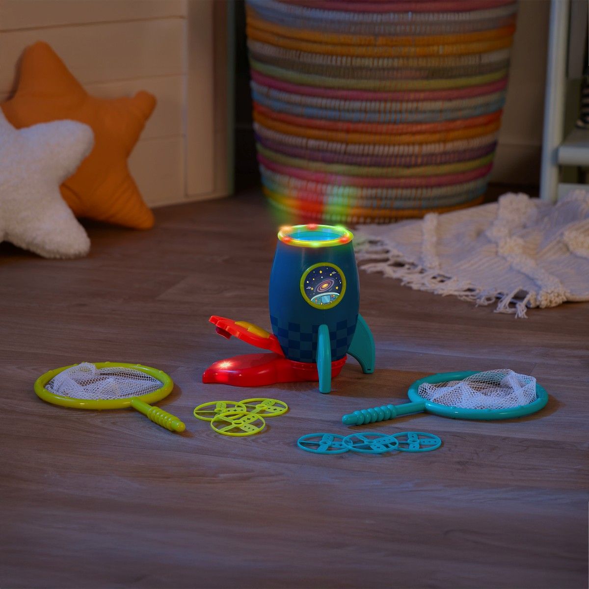 B Toys Raket med uppskjutning, fånga skivor med ketcher