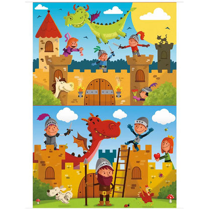 Educa pussel, 2 pussel, Drakar och riddare - 48 bitar