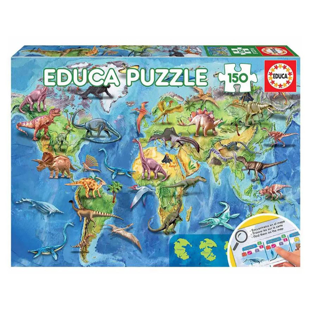 Educa pussel, Dinosaurs World Map - 150 bitar