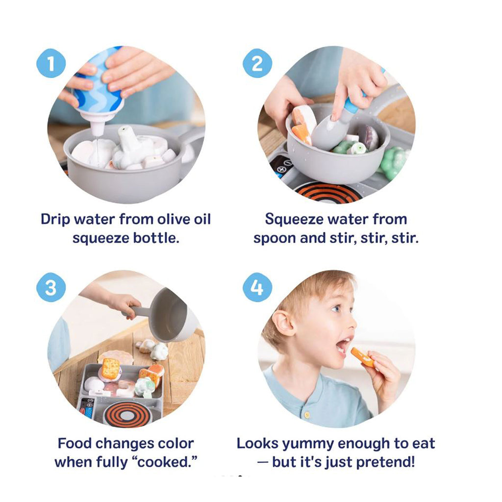 Melissa &amp; Doug Water Wow leksaksmat med vattenaktiverade färgskiftningar, Spishäll med kastrull