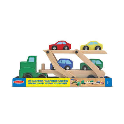 Melissa &amp; Doug Legetøjsbiler i træ, Biltransporter m 4 biler