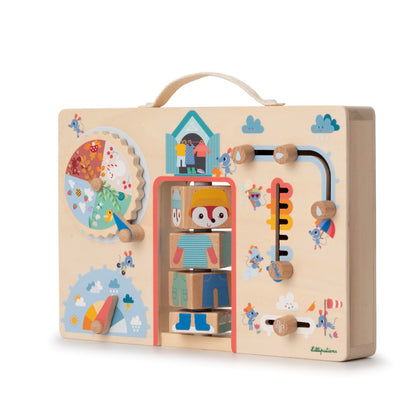 Lilliputiens aktivitetsbräda i trä, Kläder efter väder