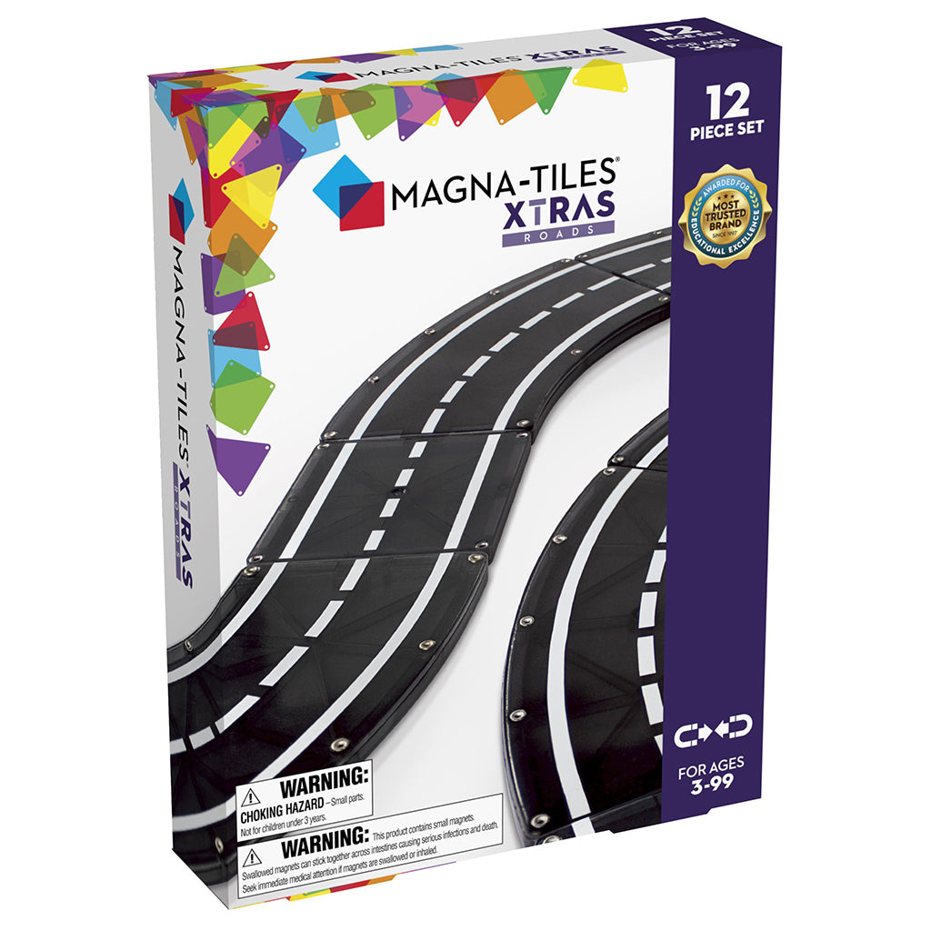 Magna-Tiles XTRAS set med vägbanor, Magnetiskt byggset - 12 delar
