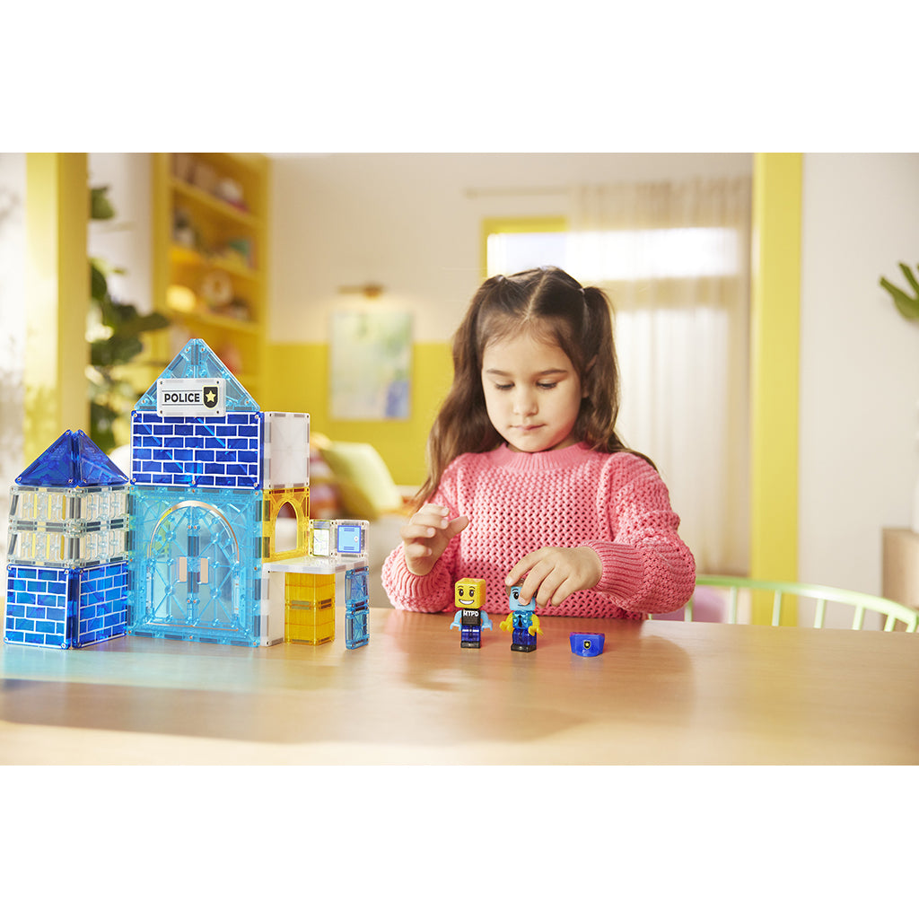 Magna-Tiles Magnetiskt byggset, Polisstation 36 delar