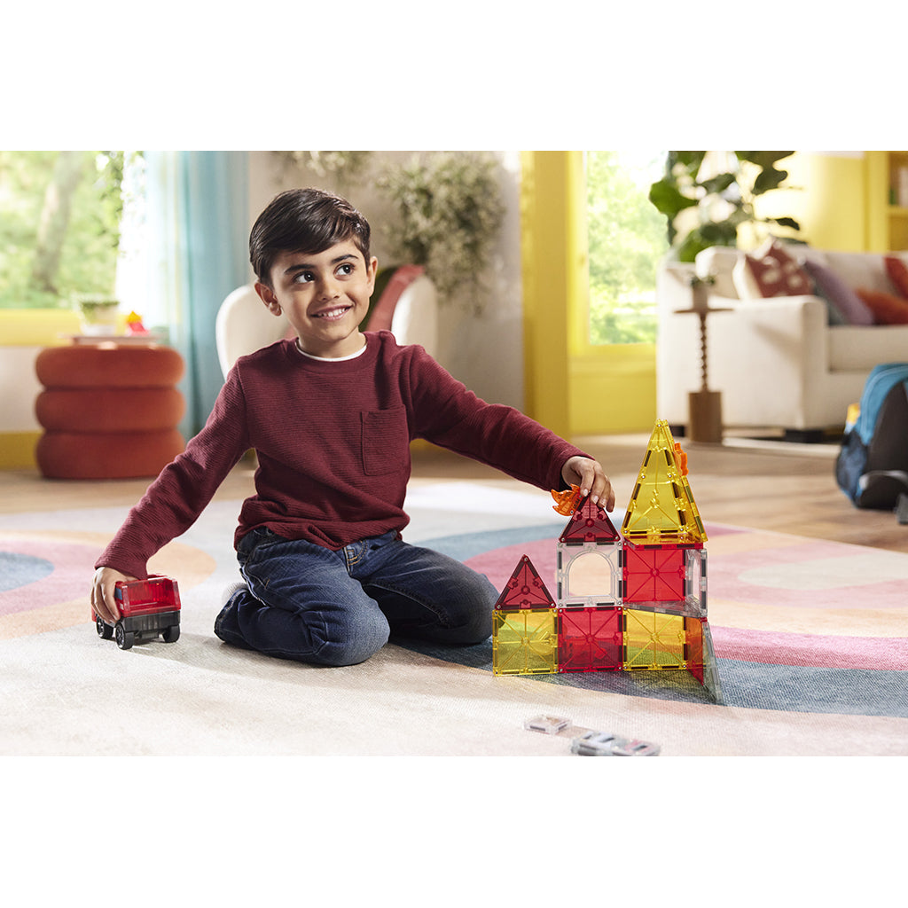 Magna-Tiles Magnetiskt byggset, Brand- och räddningsstation - 27 delar