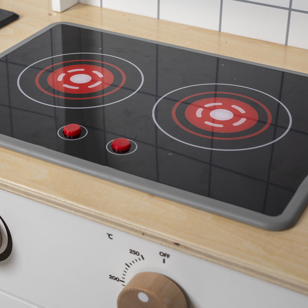 Mamamemo leksakskök i trä med kokplatta