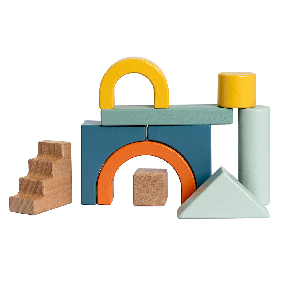 By Astrup Träklossar i bricka - Blå