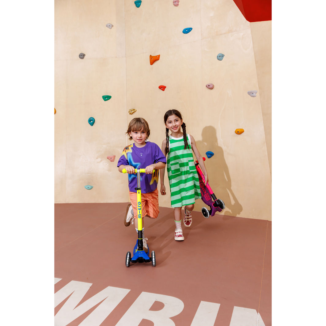 Micro sparkcykel Maxi Deluxe Fällbar LED, Neon Canary Yellow