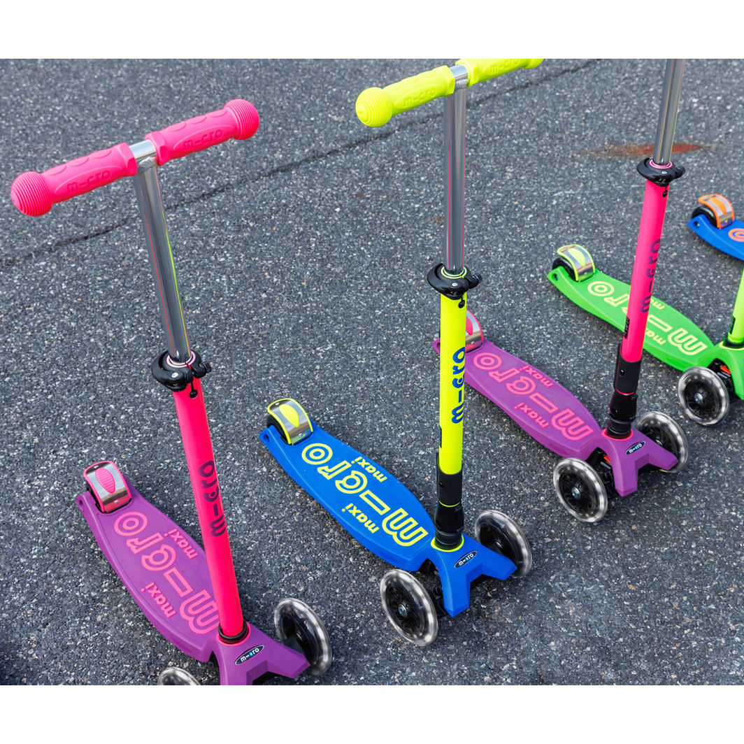 Micro sparkcykel Maxi Deluxe Fällbar LED, Neon Canary Yellow