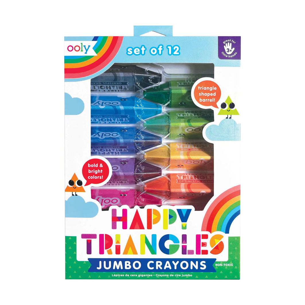 Ooly Jumbo farvekridt 12 stk - Happy Triangles