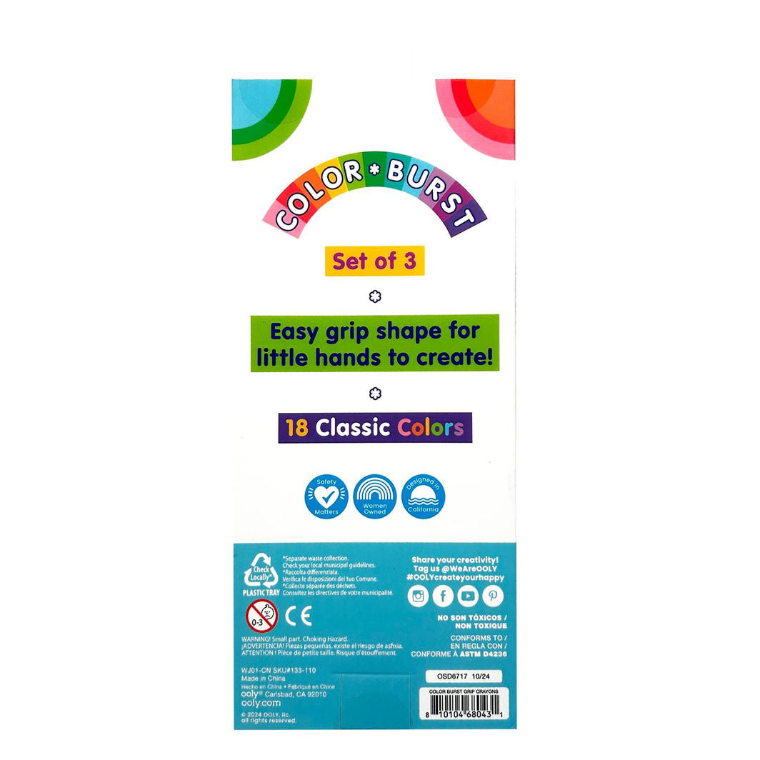 Ooly Farvekridt 3x6 farver - Easy Grip Colour Burst