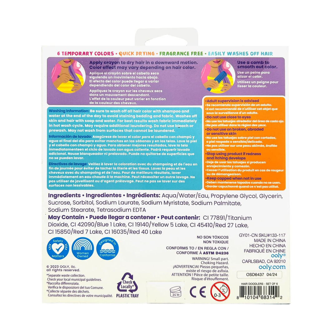 Ooly Hårmaling 6 stk, Hair Doodlers