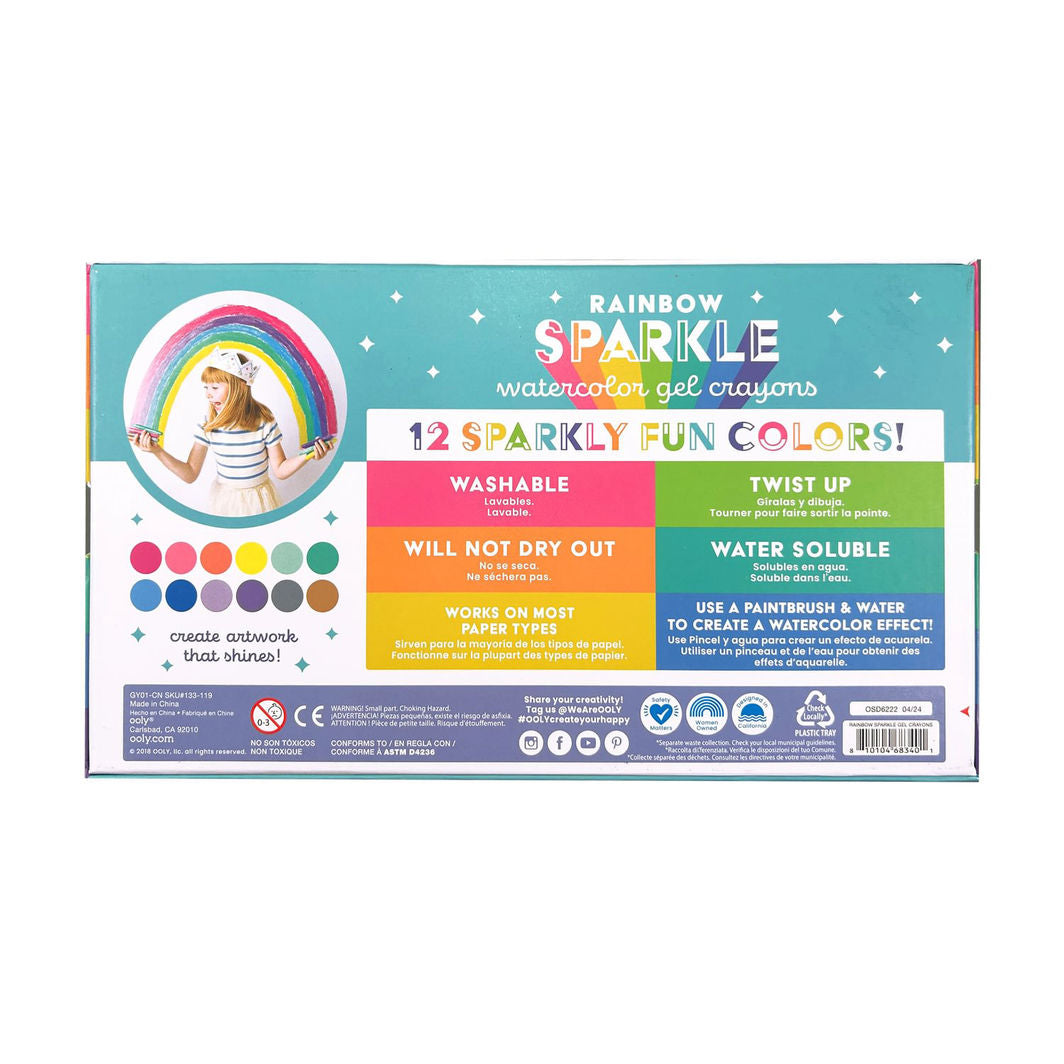 Ooly Gel farvekridt 12 stk - Rainbow Sparkle Watercolor Metallic