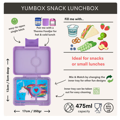 Yumbox matlåda med 3 fack, Snack - Lavande Purple/unicorn