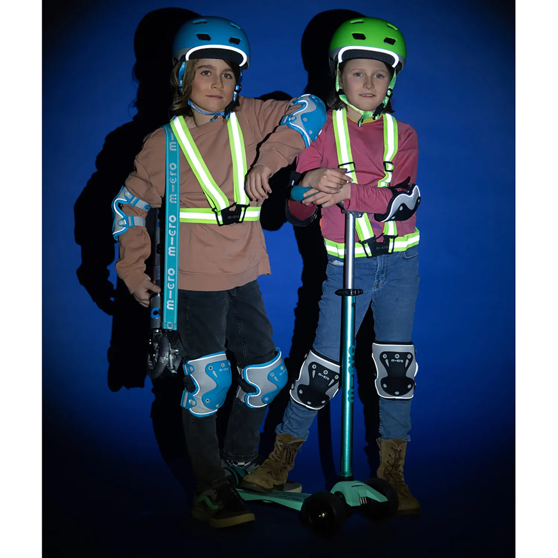 Micro - Knä- och Armbågsskydd - Reflekterande Svart - Strl. S eller M