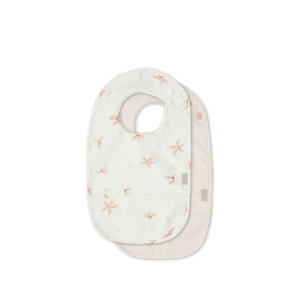 Cam Cam haklapp med ficka, 2-pack - Windflower Creme/ Blossom Pink
