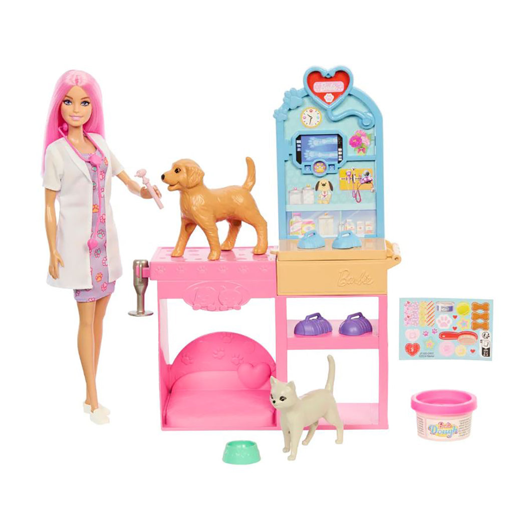 Barbie Dyrlæge i dyreklinik med hund og kat