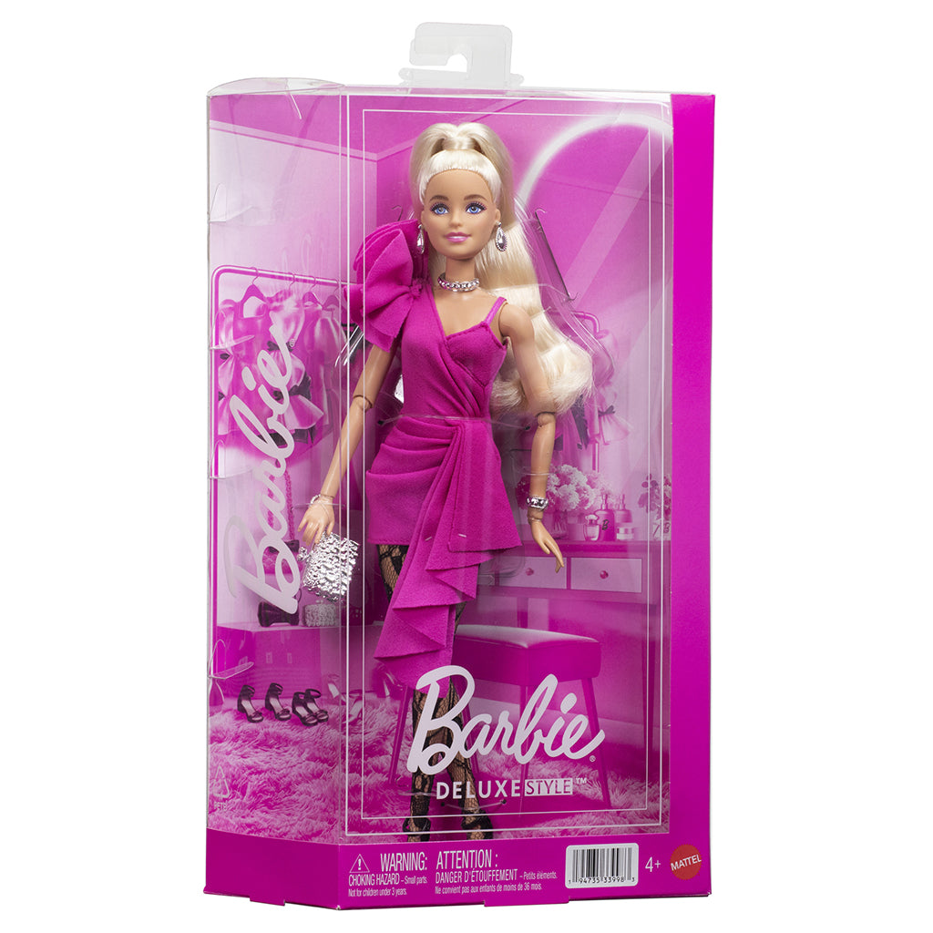 Barbie Deluxe Style-docka med rosa och svarta strumpbyxor
