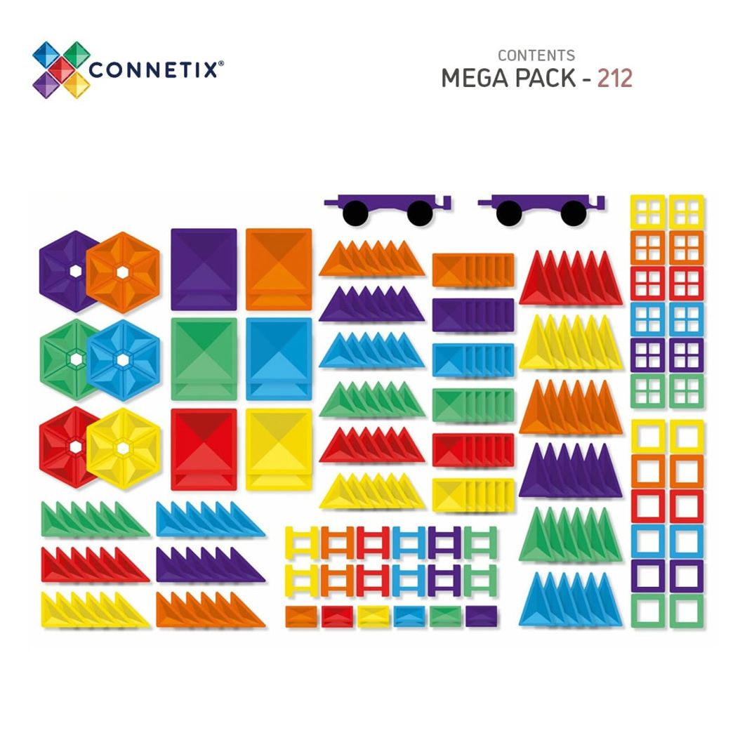 Connetix Mega Pack, Magnetiskt byggset med 212 delar - Rainbow