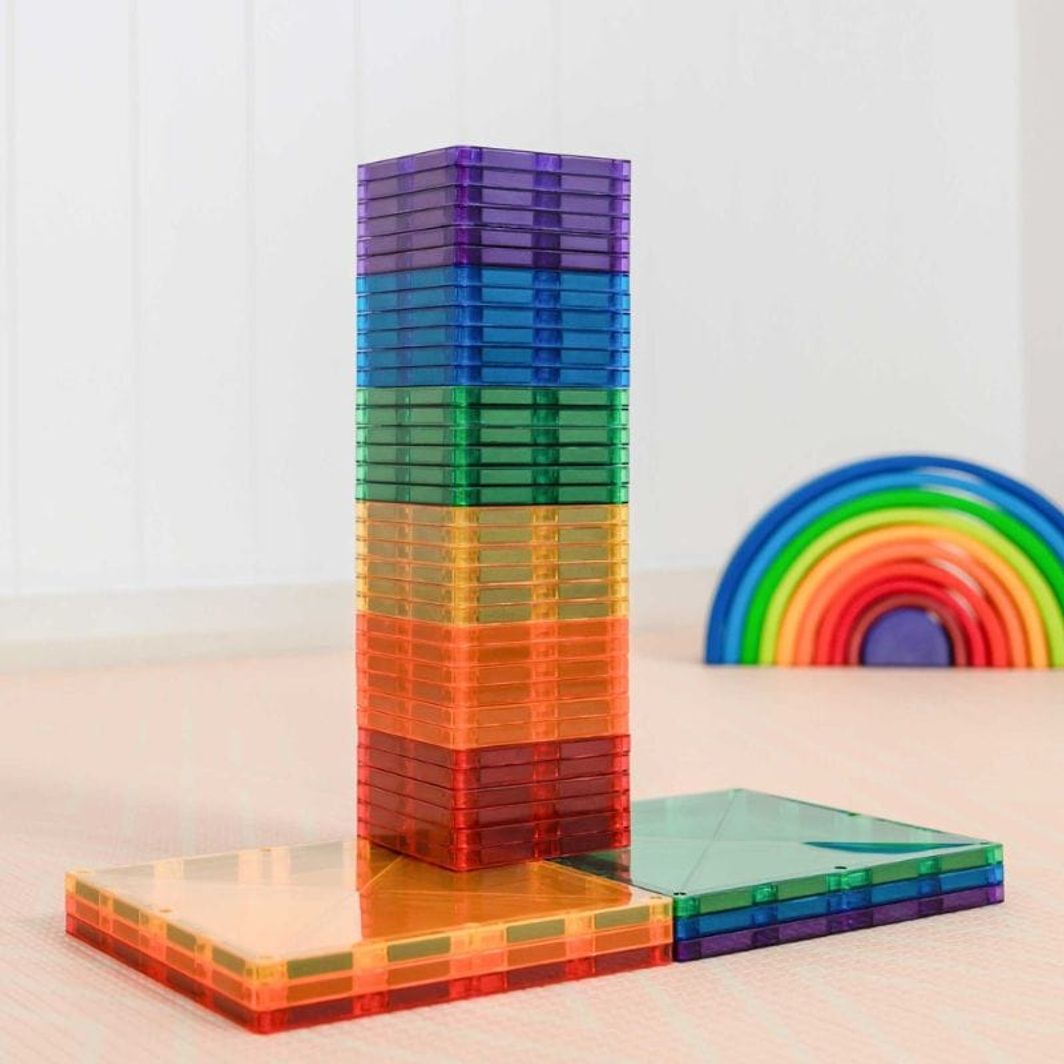 Connetix Square Pack, Magnetiskt byggset med 42 delar - Rainbow
