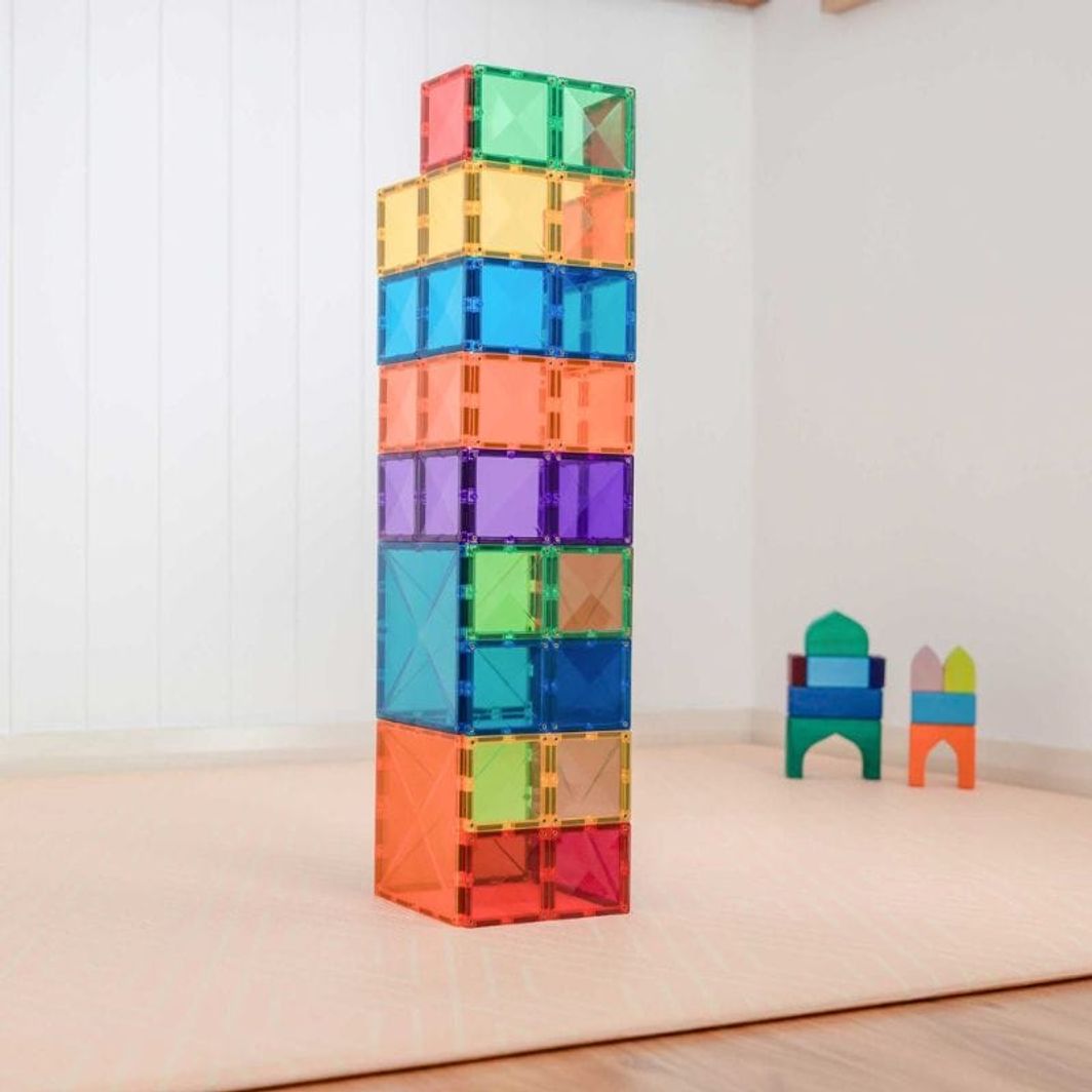 Connetix Square Pack, Magnetiskt byggset med 42 delar - Rainbow
