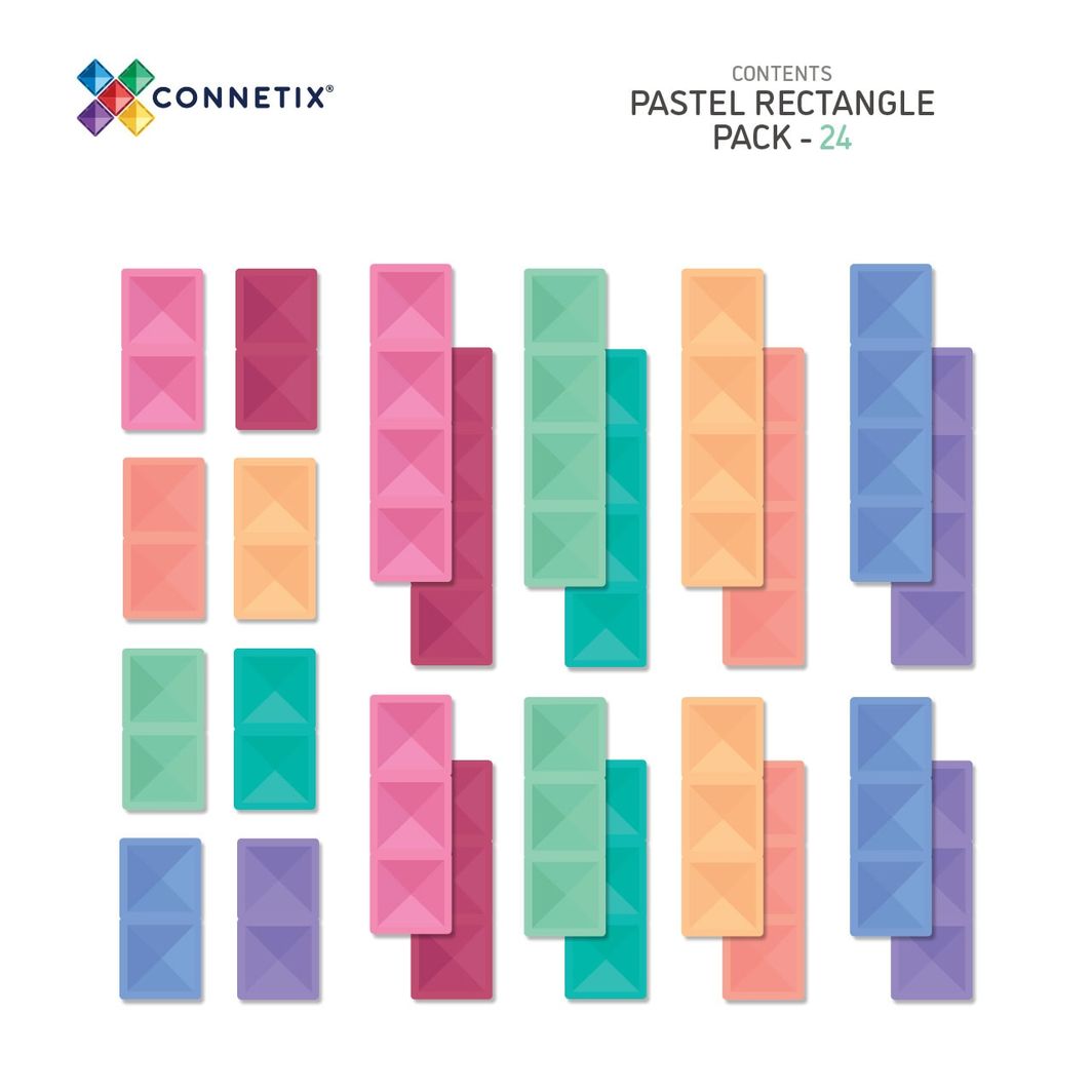 Connetix Ractangle Pack - magnetsats 24 delar - pastell