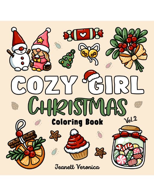 Cozy Girl Christmas Vol. 2, målarbok
