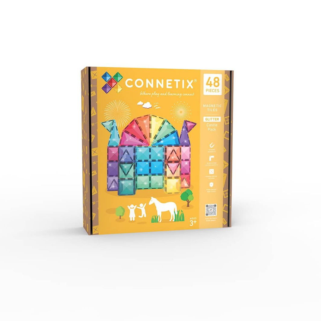 Connetix Glitter Castle Pack, Magnetisk byggesæt m. 48 dele
