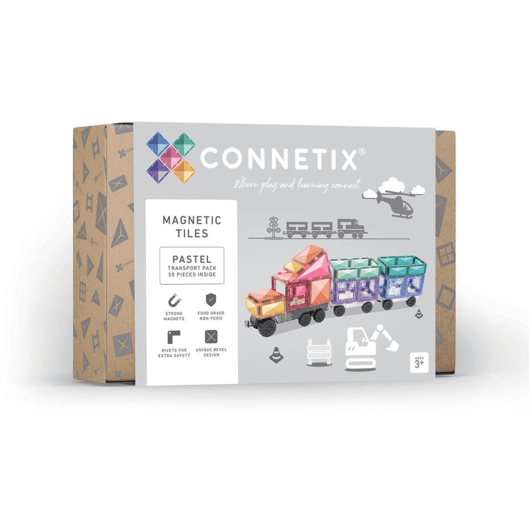 Connetix Transport Pack, Magnetisk byggesæt m. 50 dele - Pastel