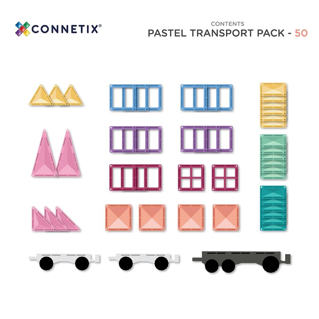 CONNETIX Connetix Transport Pack – magnetsats med 50 delar – pastell