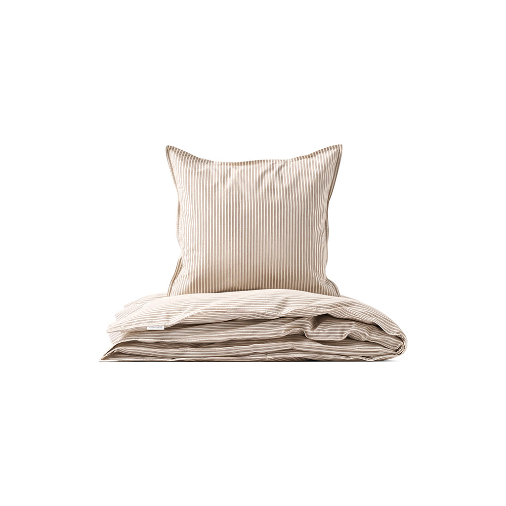 Studio Feder voksensengetøj, økologisk percale - Brown beach stripe