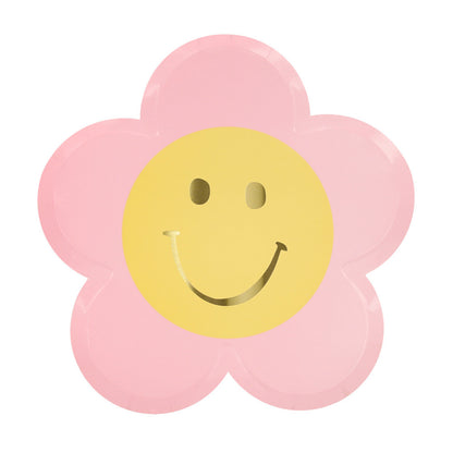Meri Meri Papperstallrikar, Happy face flowers - 8 st.