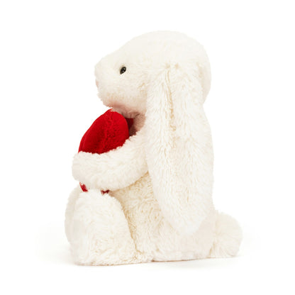 Jellycat nalle, Bashful Creme med hjärta - 31 cm.
