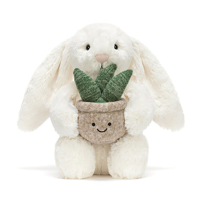 Jellycat bamse, kanin med plante, Cream Bunny - 31 cm