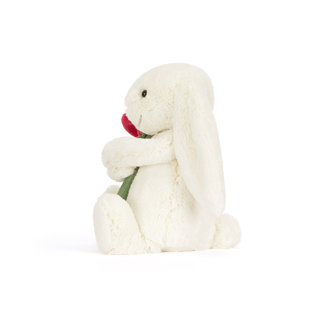 Jellycat bamse, Kanin med rose, Cream bunny - 31 cm