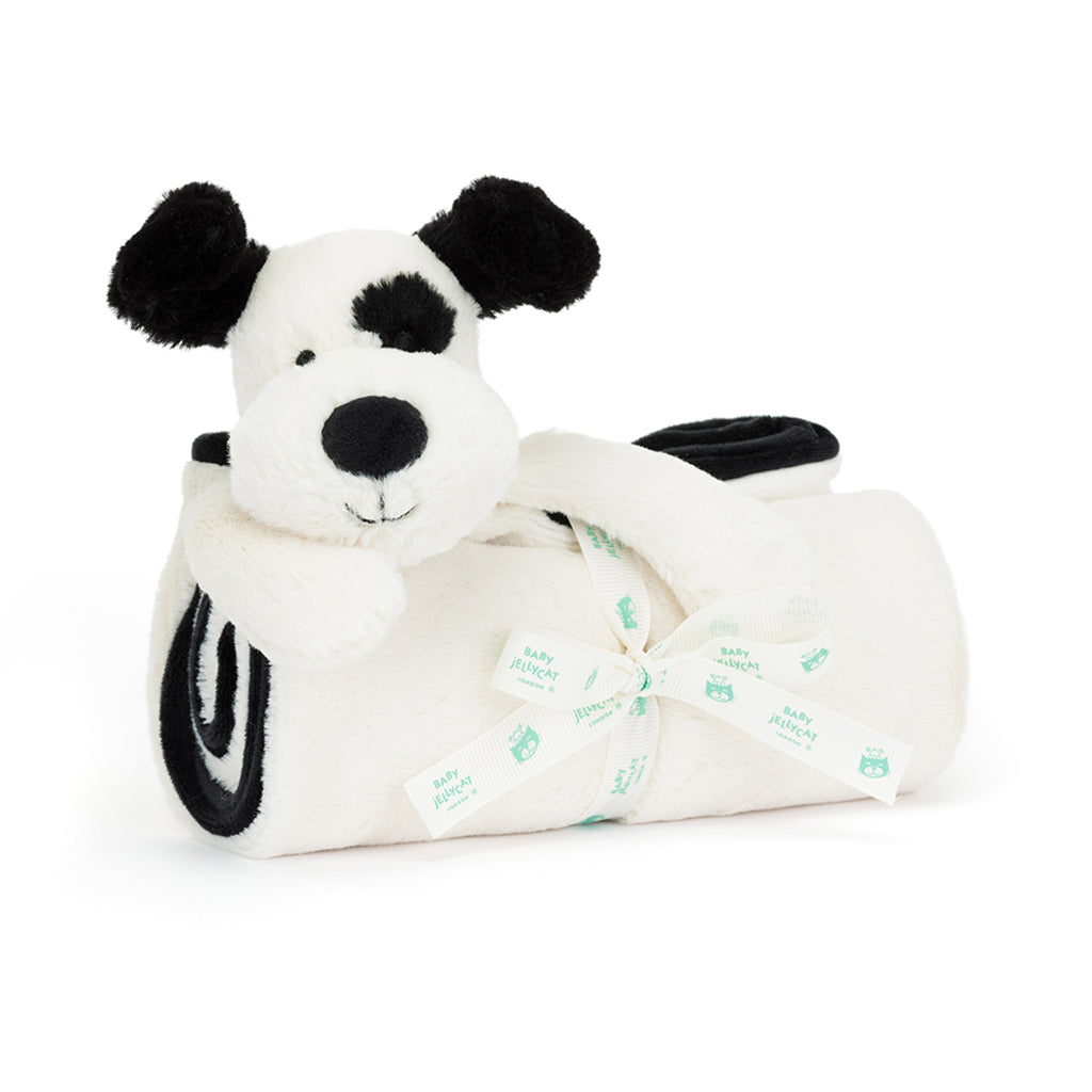 Baby Jellycat tæppe, Bashful hund, sort/creme - 56 cm